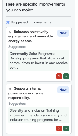 Actionable improvements example