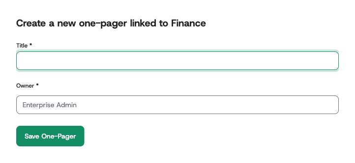 Creating a one-pager linked to the one you're on
